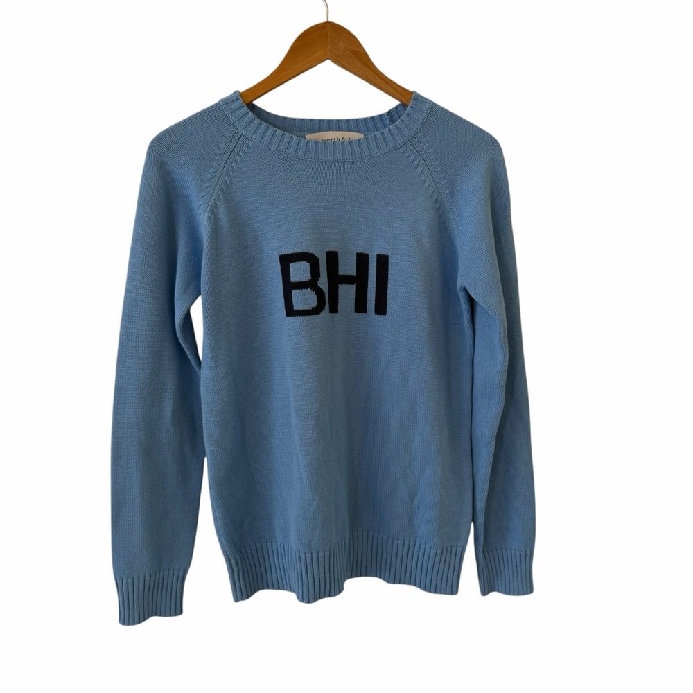 Ellsworth & Ivey BHI Knit Sweater Womens S Blue Crew Neck Raglan Coastal NC